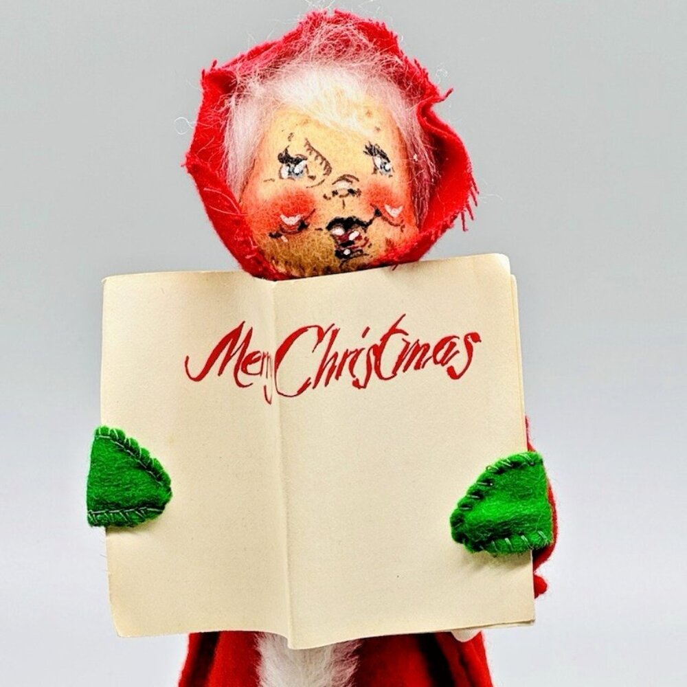 Annalee Caroler Girl Woman 1971 Cone Base Tree Topper Vintage Christmas USA 9"